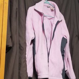 COPY - Pink zip up Fleece w/charcoal gray trim